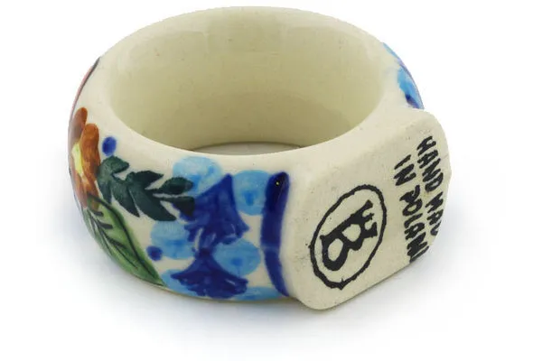 Polish Pottery 2" Napkin Ring Bold Poppies
