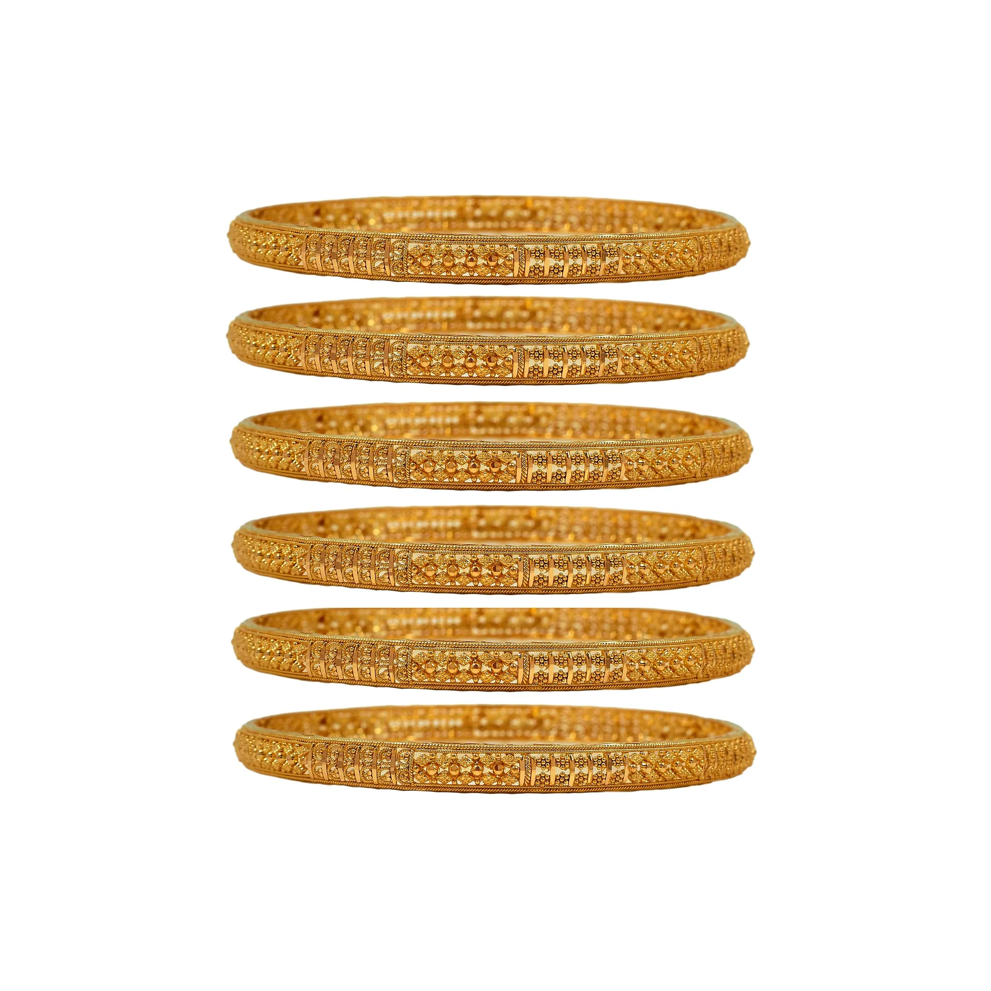 Pre-Owned 22ct Gold Bead Pattern Bangles Set of 6