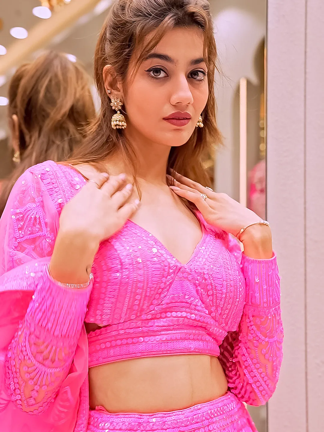 Pretty Pink Sequin Lehenga Set