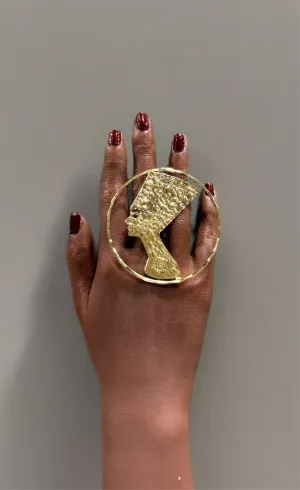 Queen Nefertiti Statement Brass Ring