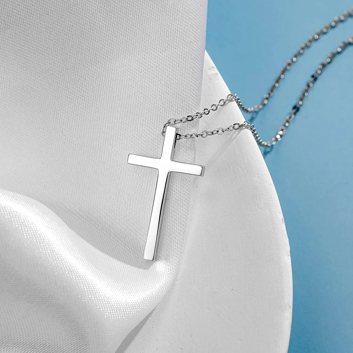 "Committed Faith" Cross 14K White Gold Necklace