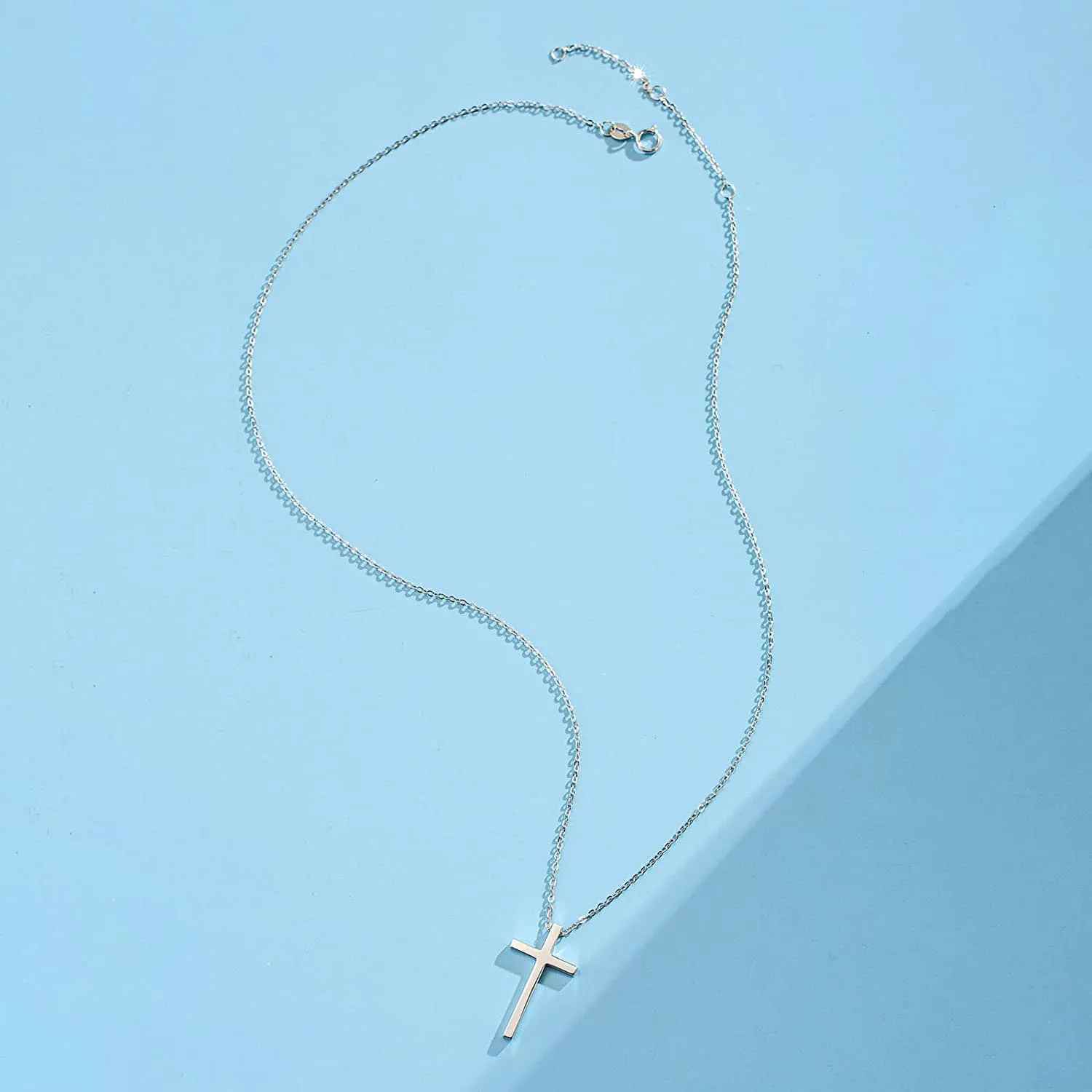 "Committed Faith" Cross 14K White Gold Necklace