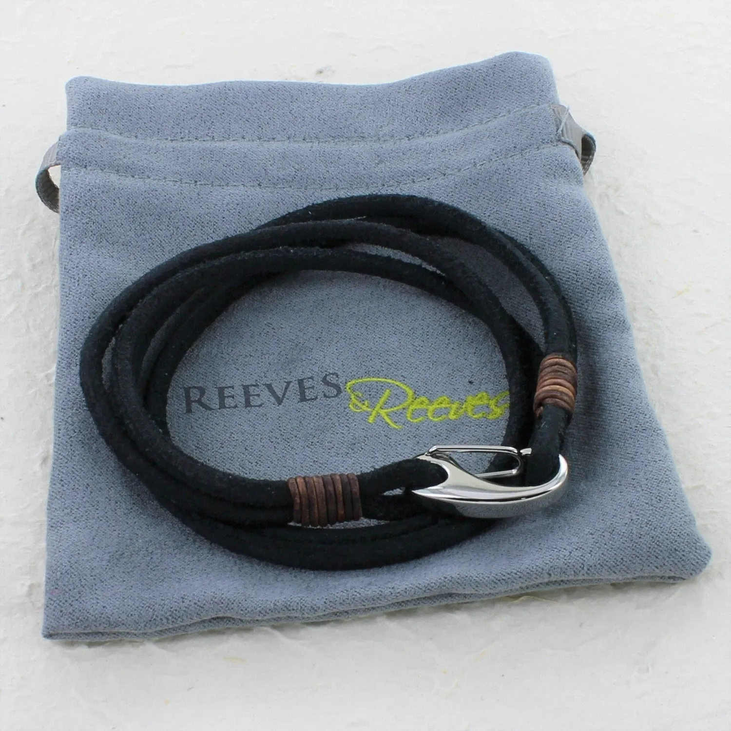 "Cowboy" Suede and Leather Double Wrap Bracelet
