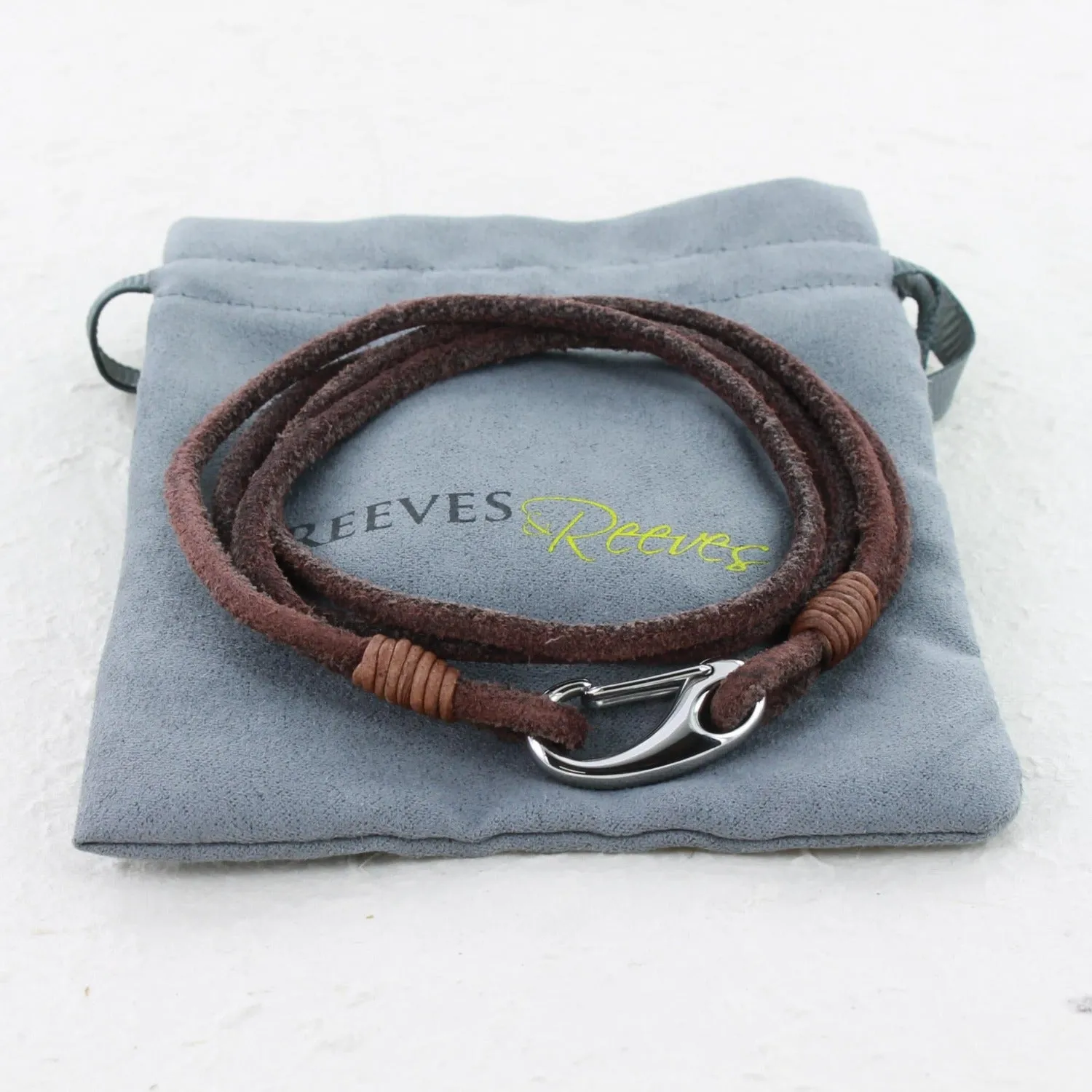 "Cowboy" Suede and Leather Double Wrap Bracelet