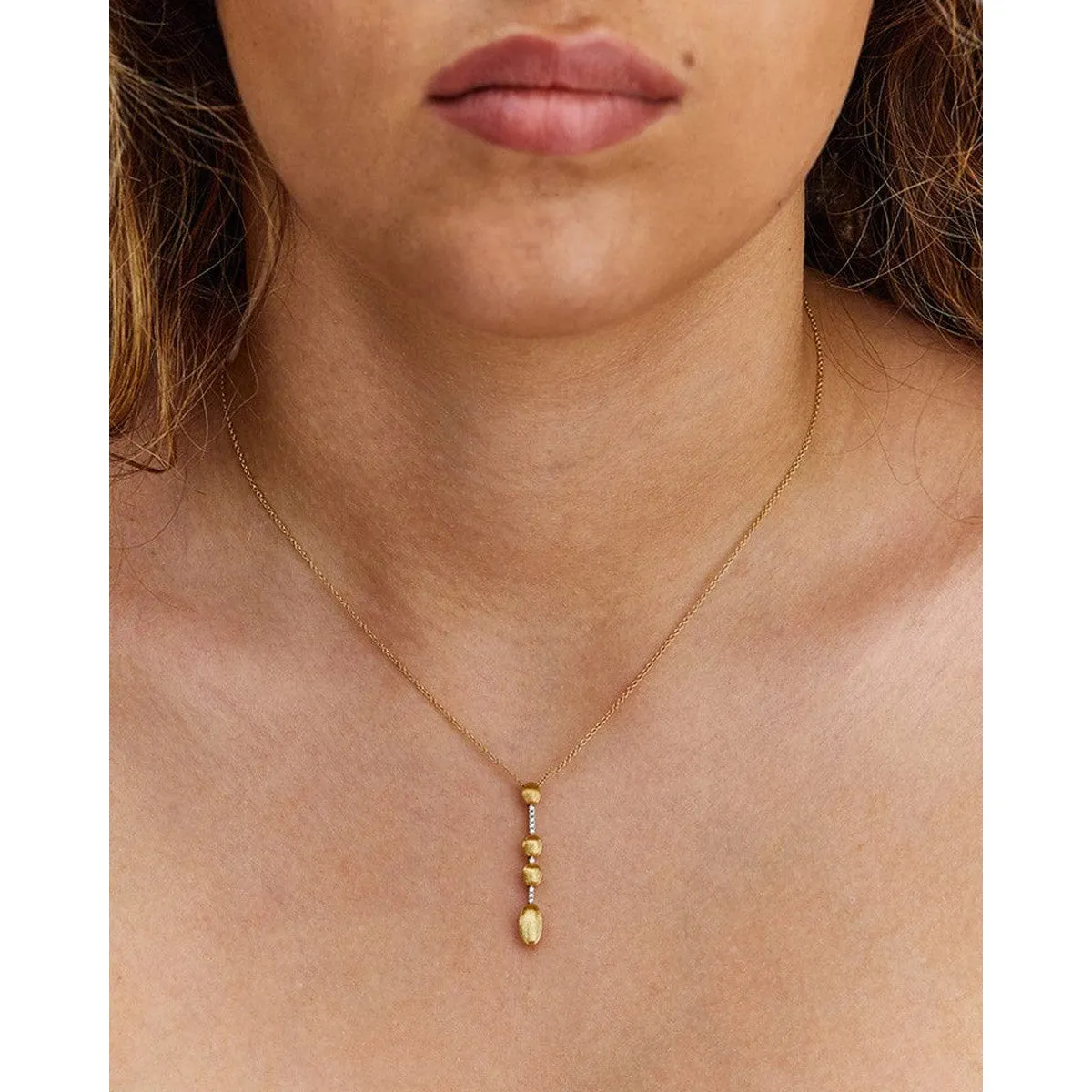 "ÉLITE" Gold & Diamonds Contemporary Pendant Necklace - CS3-589