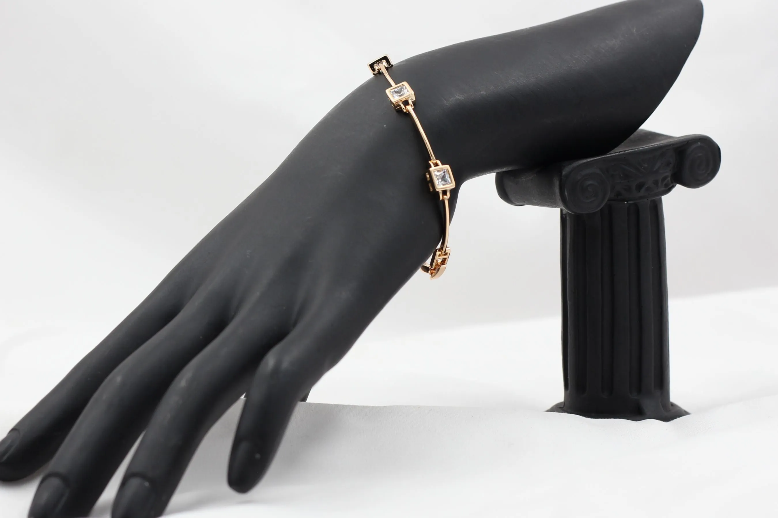 Radiant XUPING Rose Gold Bracelet with White Stones by JCSFashions