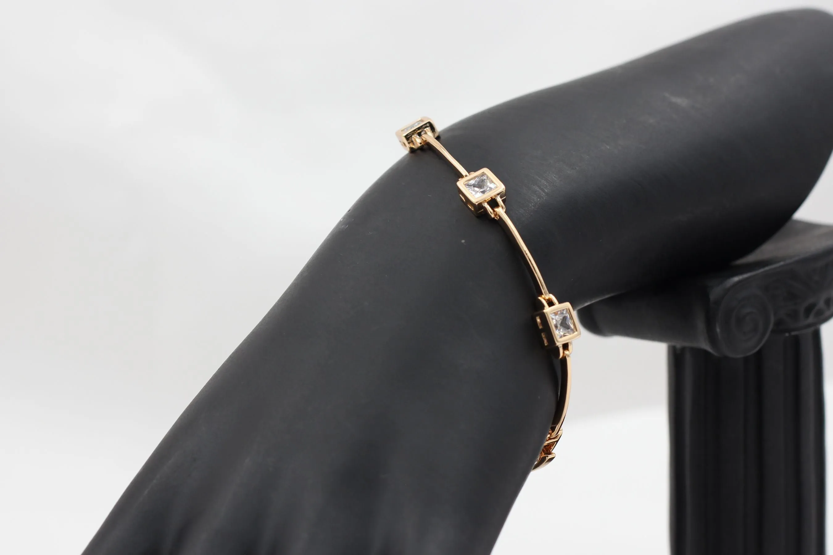 Radiant XUPING Rose Gold Bracelet with White Stones by JCSFashions