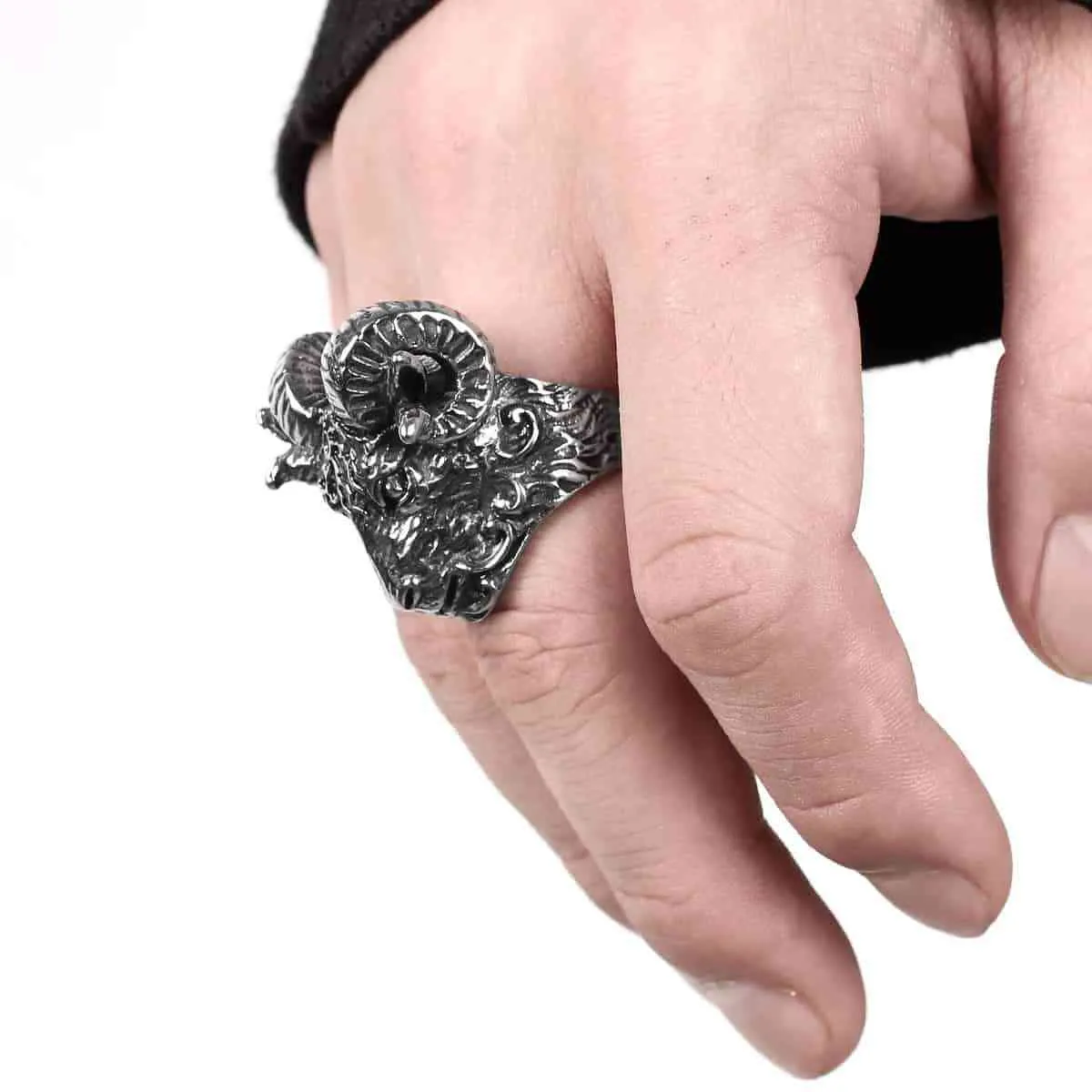Ram Horned Goat Ring