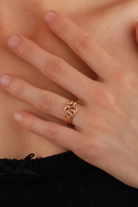 Retired 14K Yellow Gold 4 Band Princess Puzzle Ring 4PY