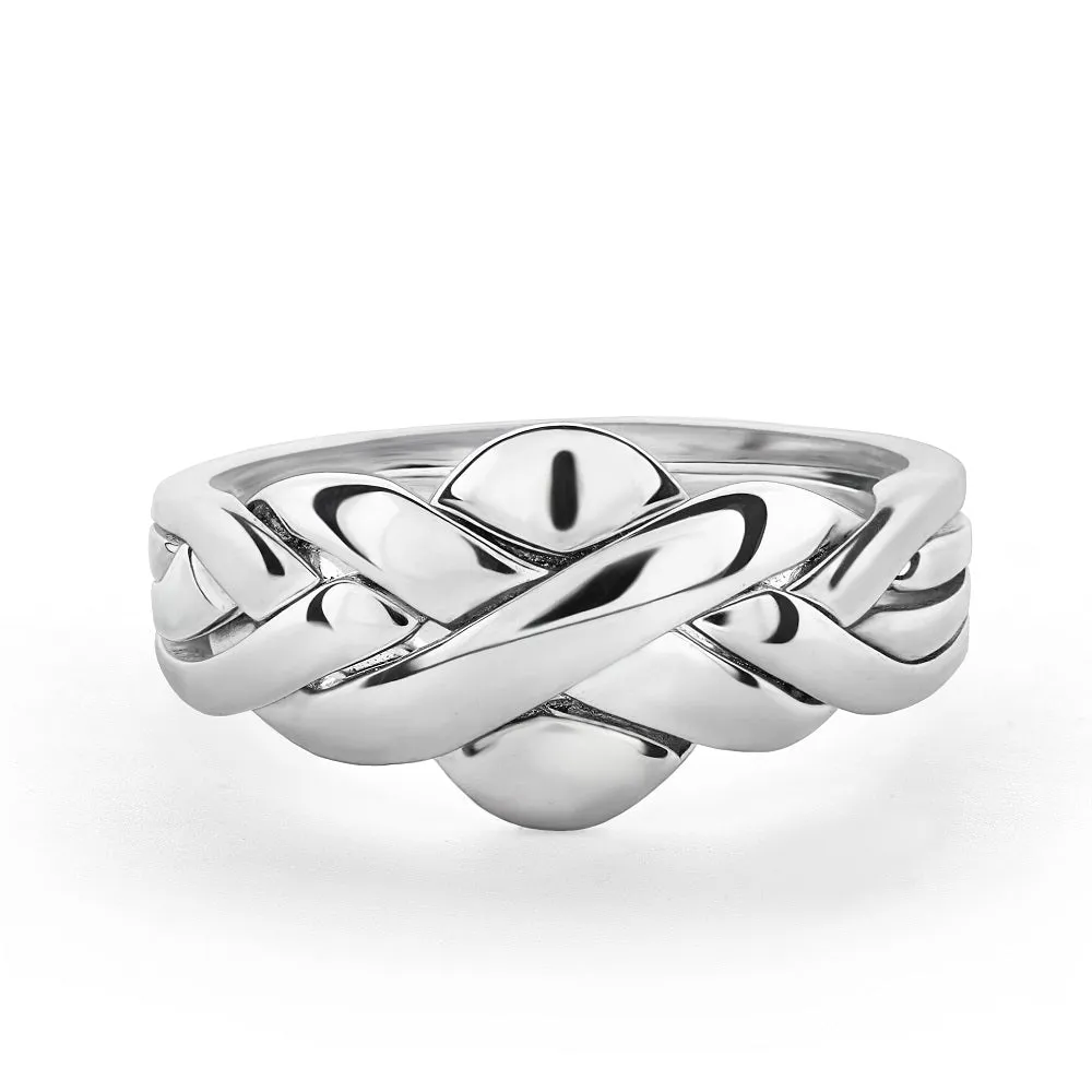 Retired LADIES PLAIN 4 band STERLING SILVER Puzzle Ring 4ASL