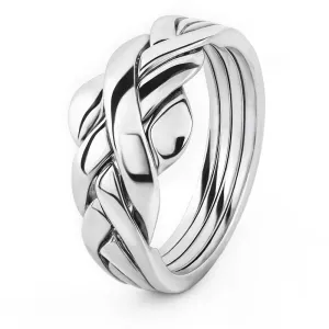 Retired LADIES PLAIN 4 band STERLING SILVER Puzzle Ring 4ASL