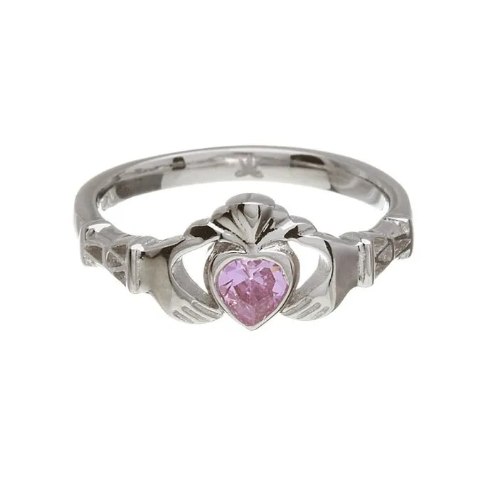 Retired OCTOBER Birthstone Silver Claddagh Ring LS-BSRV2-10