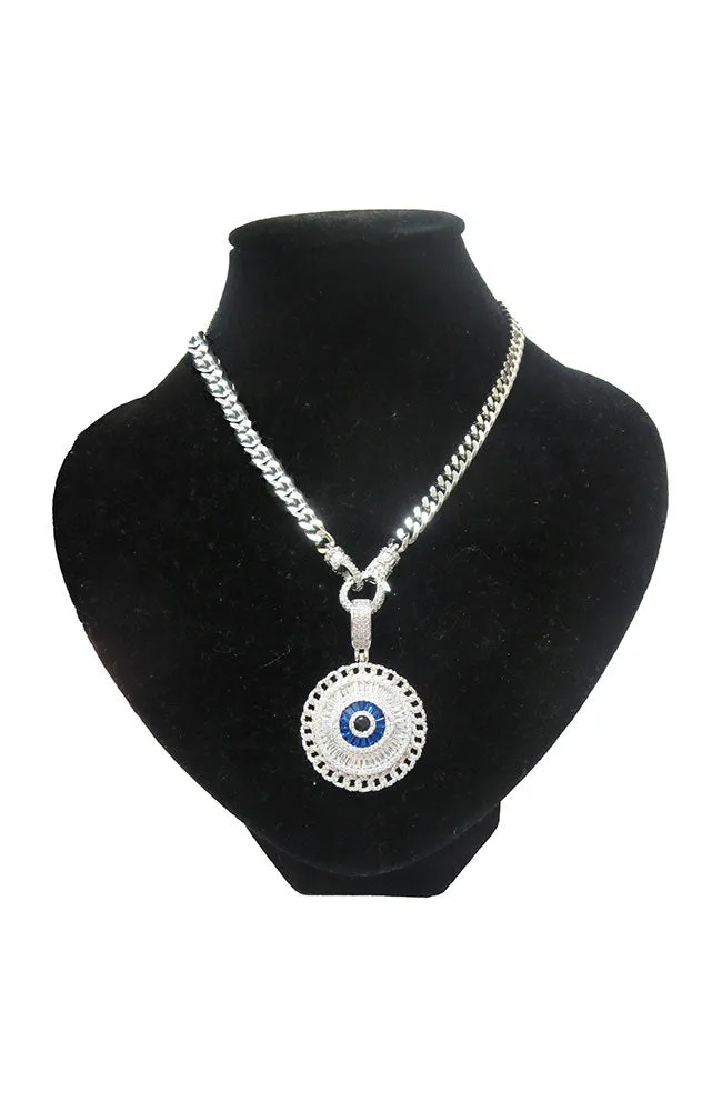 Rope Chain Ribbon EE Medallion Silver