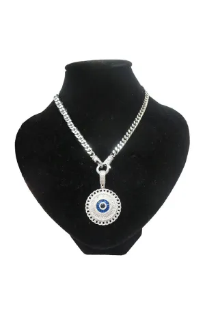 Rope Chain Ribbon EE Medallion Silver