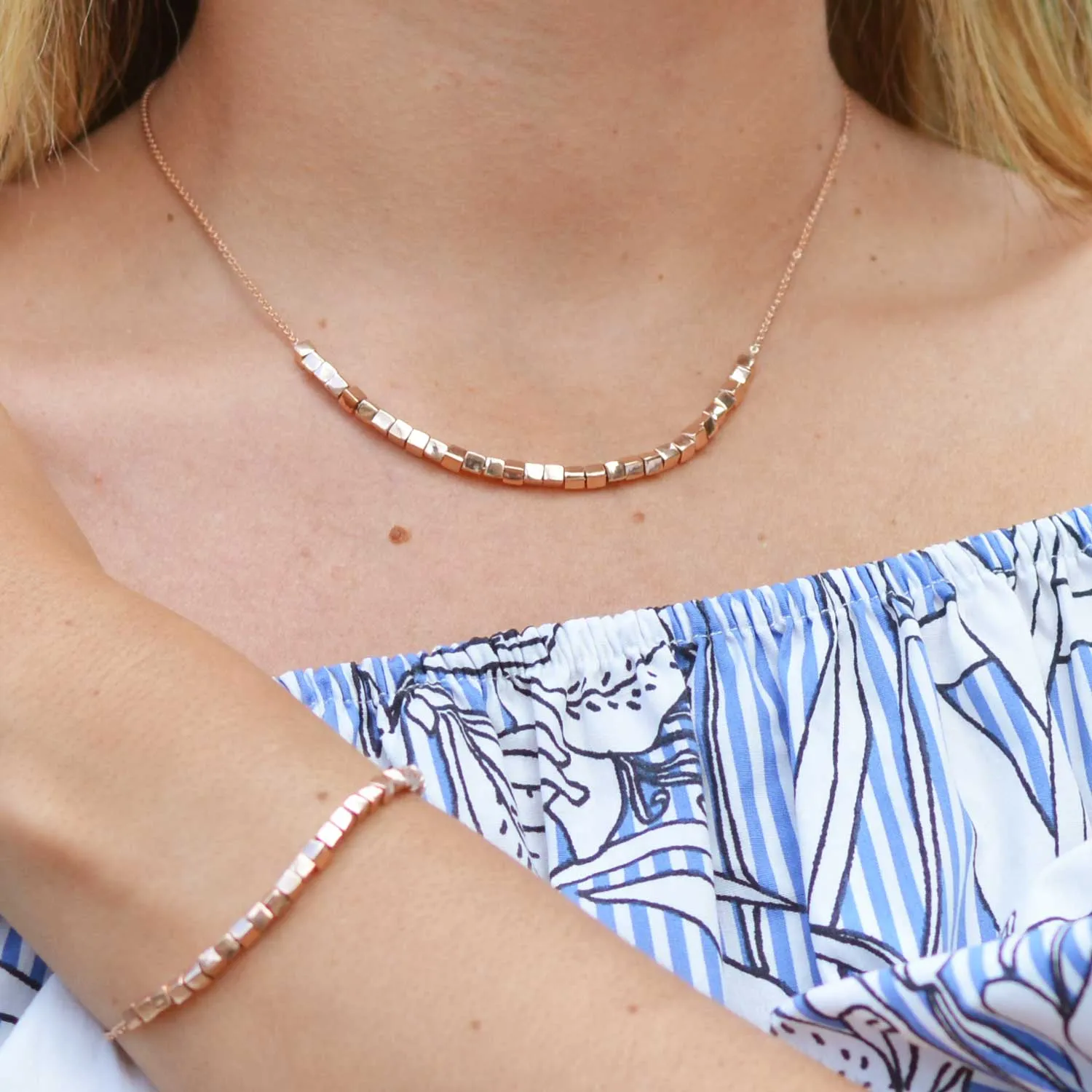 Rose Gold Cube Necklace