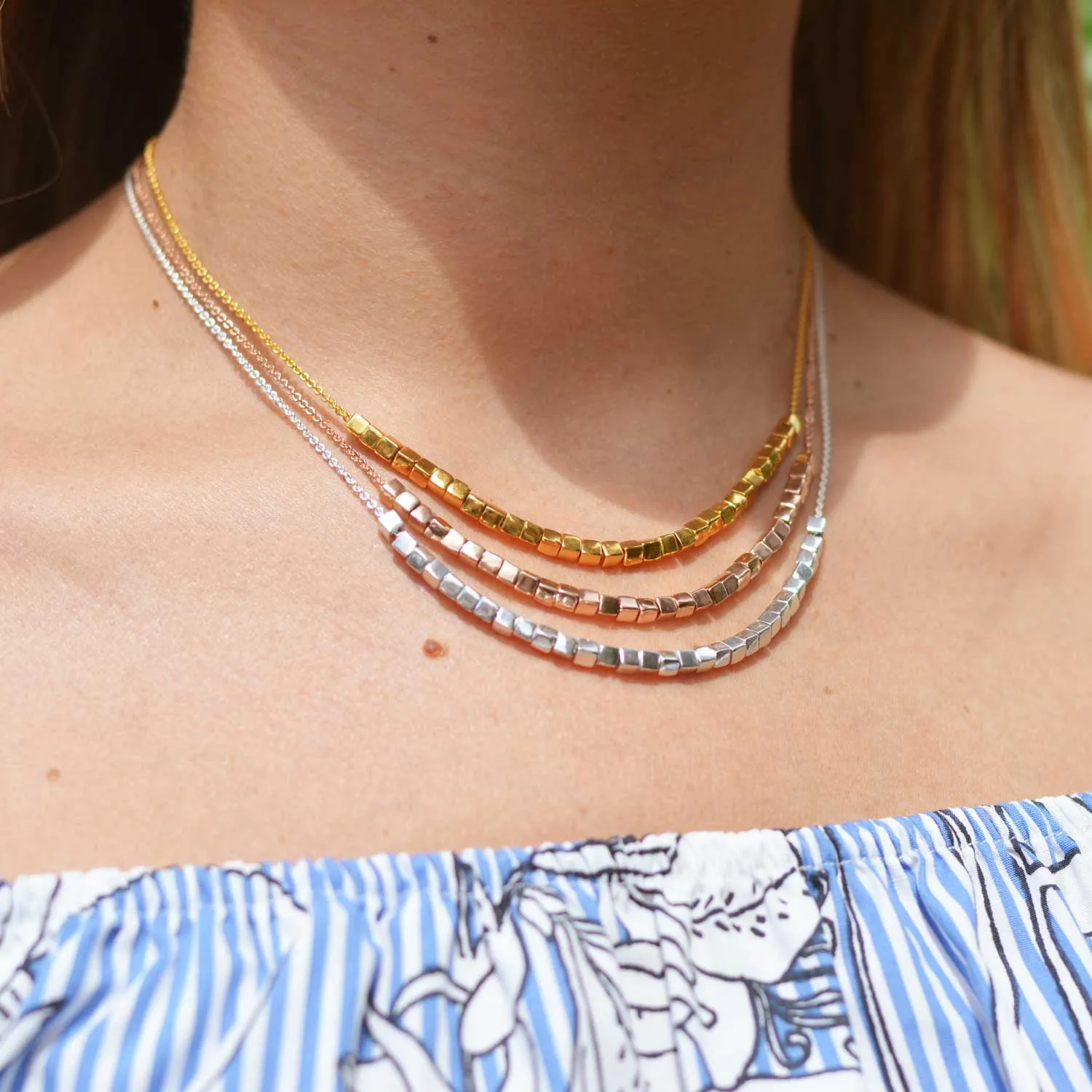 Rose Gold Cube Necklace