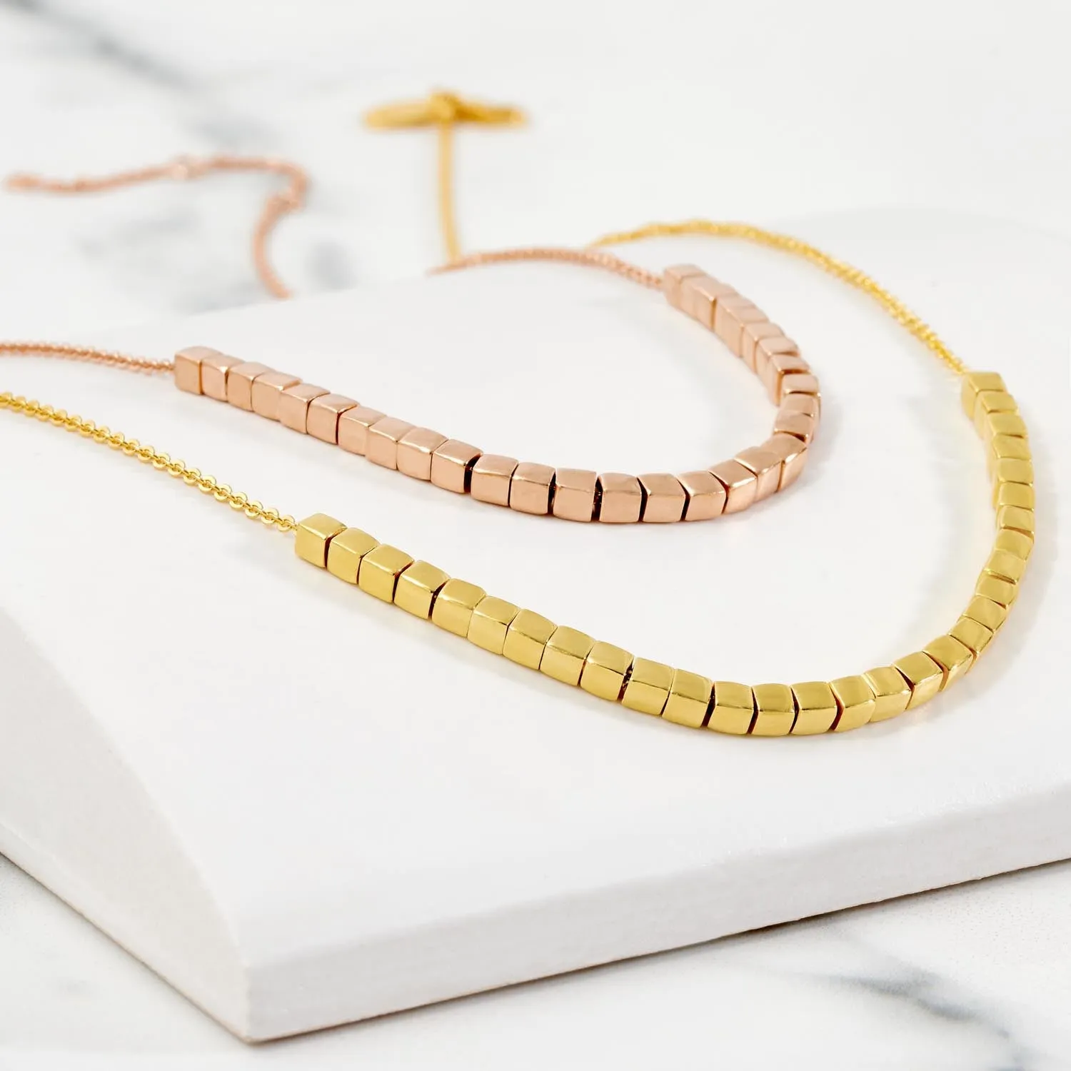 Rose Gold Cube Necklace