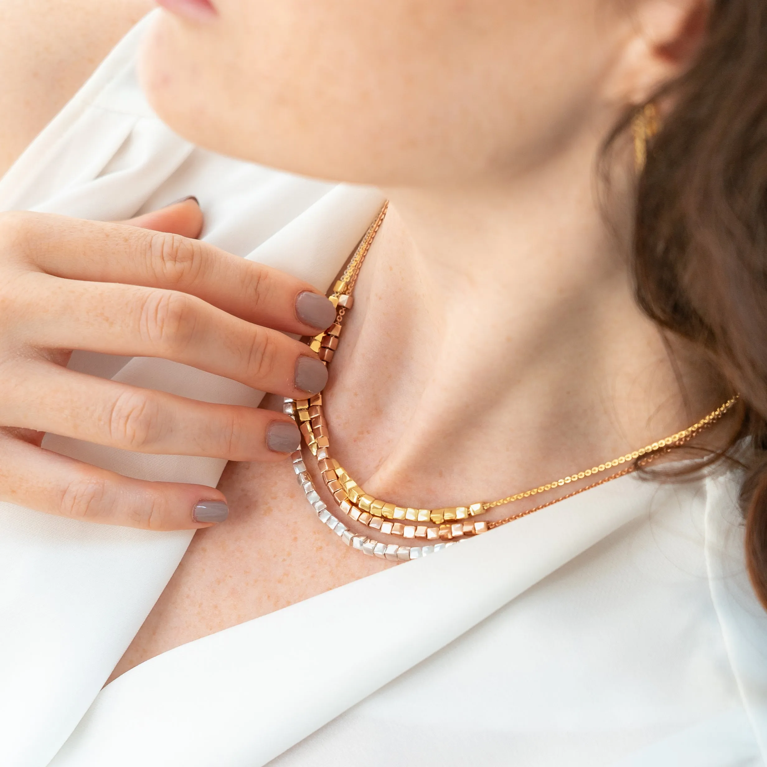 Rose Gold Cube Necklace