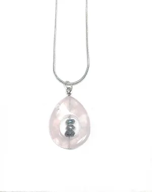 Rose Quartz, Silverite and Sterling Silver Pendant