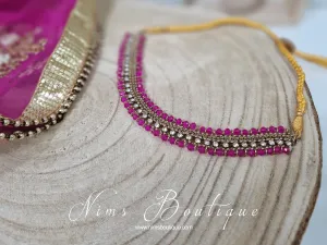Royal Antique Gold & Hot Pink Necklace