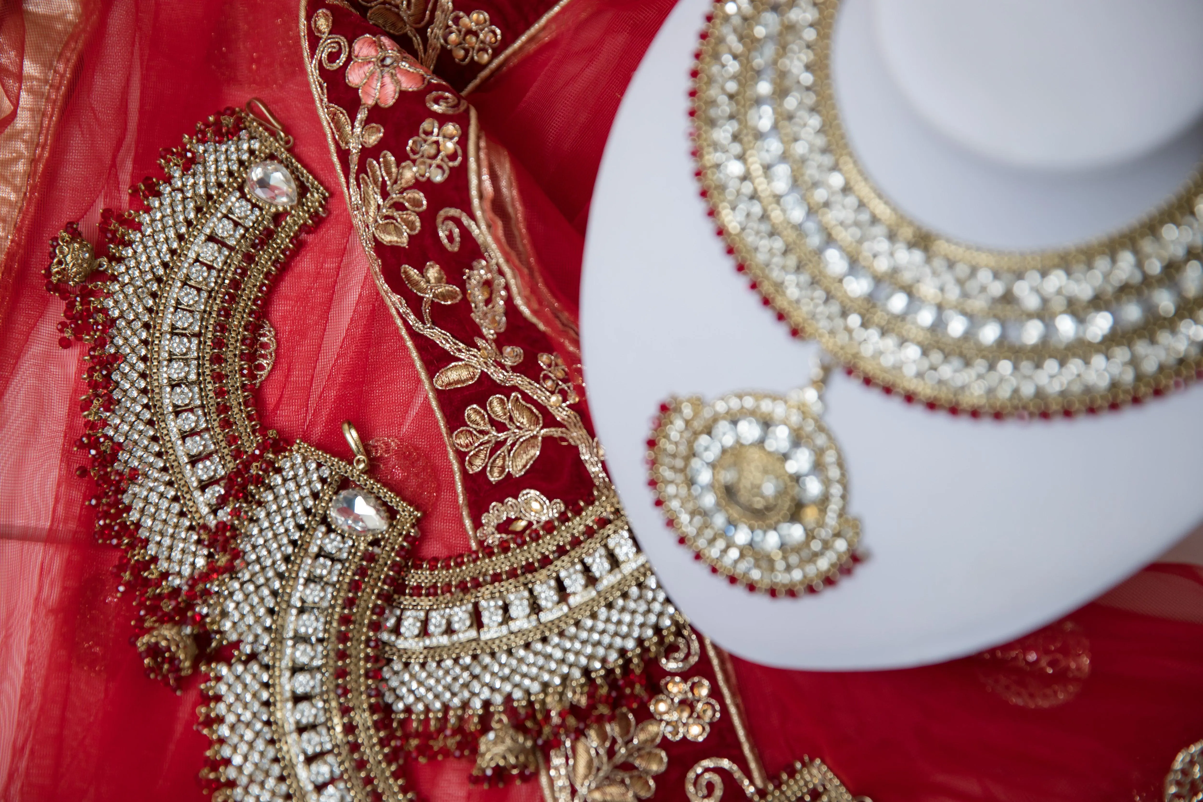 Royal Shaadi Antique Gold & Red Anklets