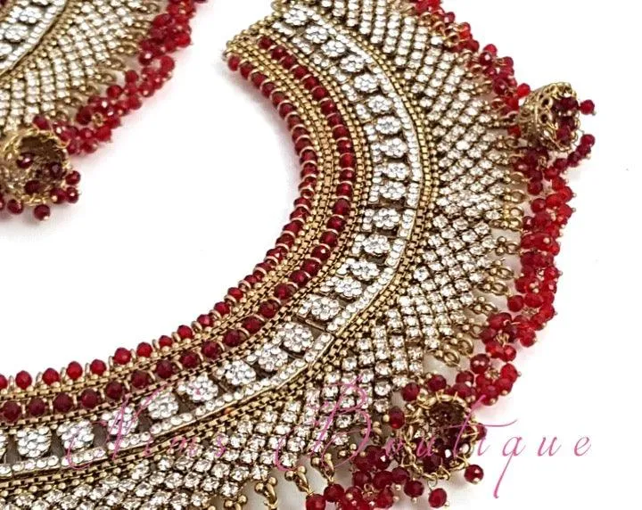 Royal Shaadi Antique Gold & Red Anklets