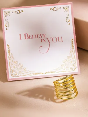 Rubans Valentine  18KT Gold Plated Bold & Fashionable Multi-Band Adjustable Finger Ring