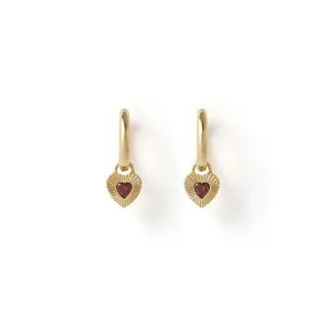 Ruby Heart Earrings - Red