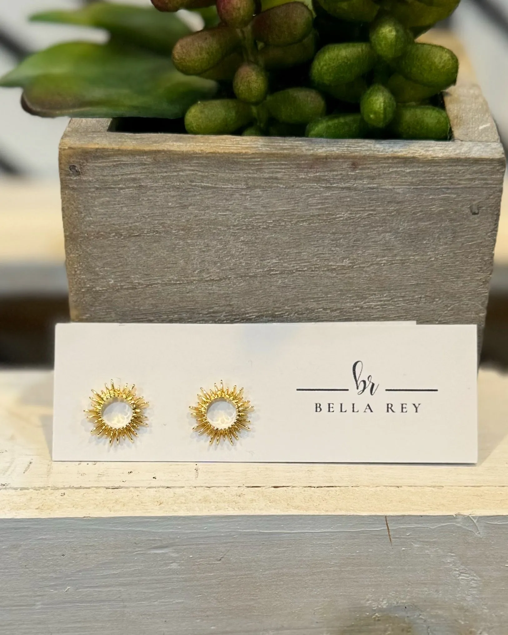 Ruby Starburst Gold Stud Earrings