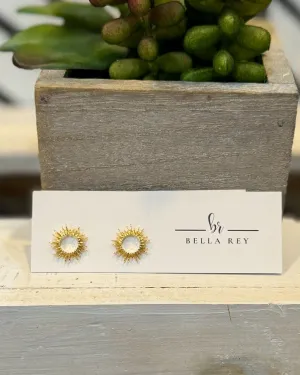 Ruby Starburst Gold Stud Earrings