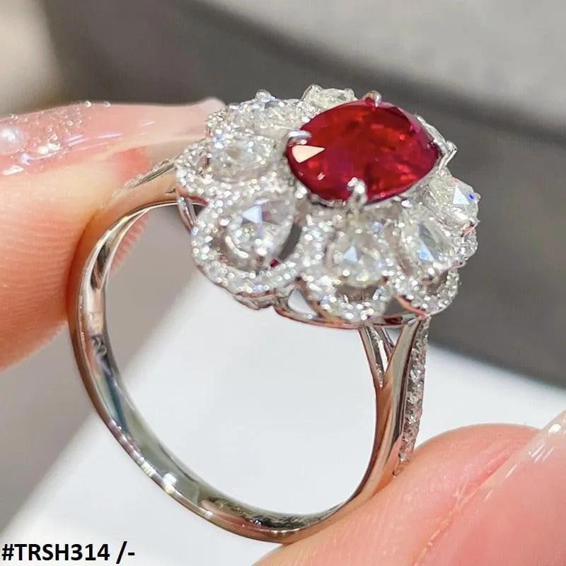 Ruby Zircon Studded Oval Ring