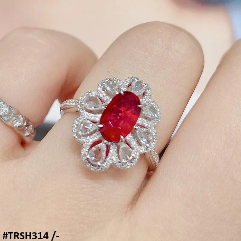Ruby Zircon Studded Oval Ring