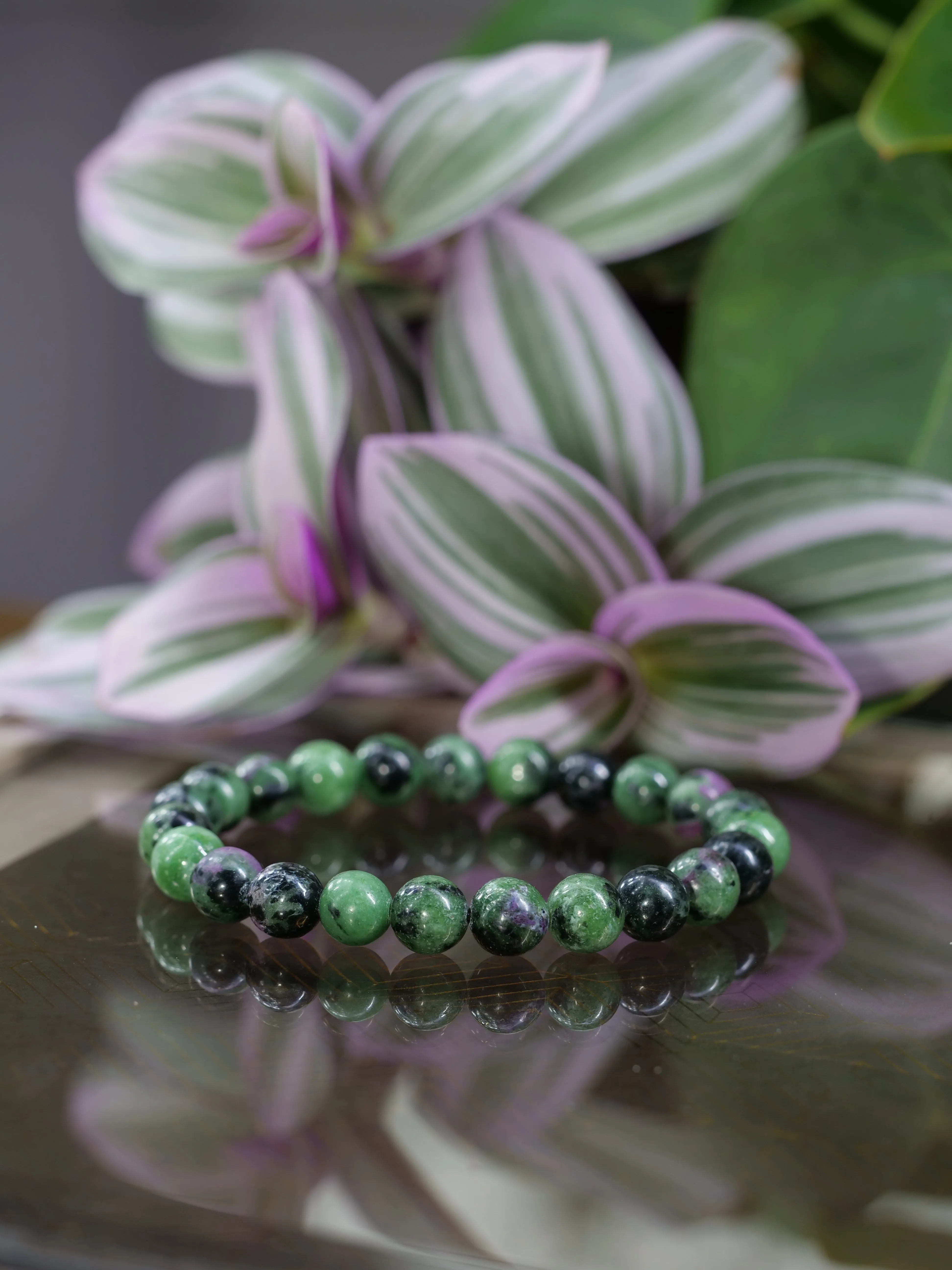 Ruby Zoisite 8mm Beaded Natural Gemstone Elastic Bracelet, Genuine Top Grade Gift Jewelry, Men Women Fashion Crystal Energy Jewellery
