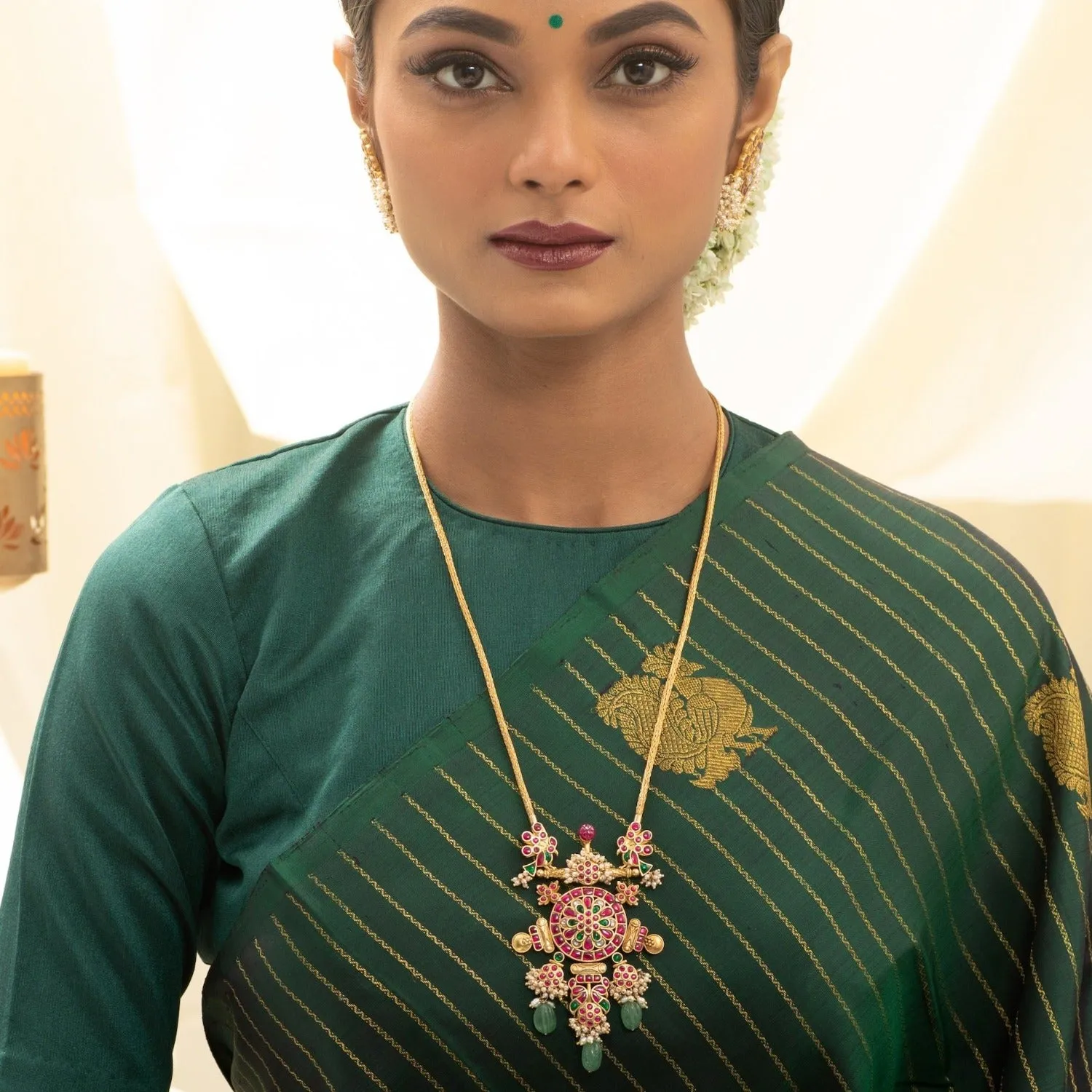 Samvadita Contemporary Kempu Silver Necklace
