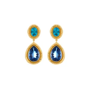 Santorini Earrings Topaz Quartz & Sapphire Quartz