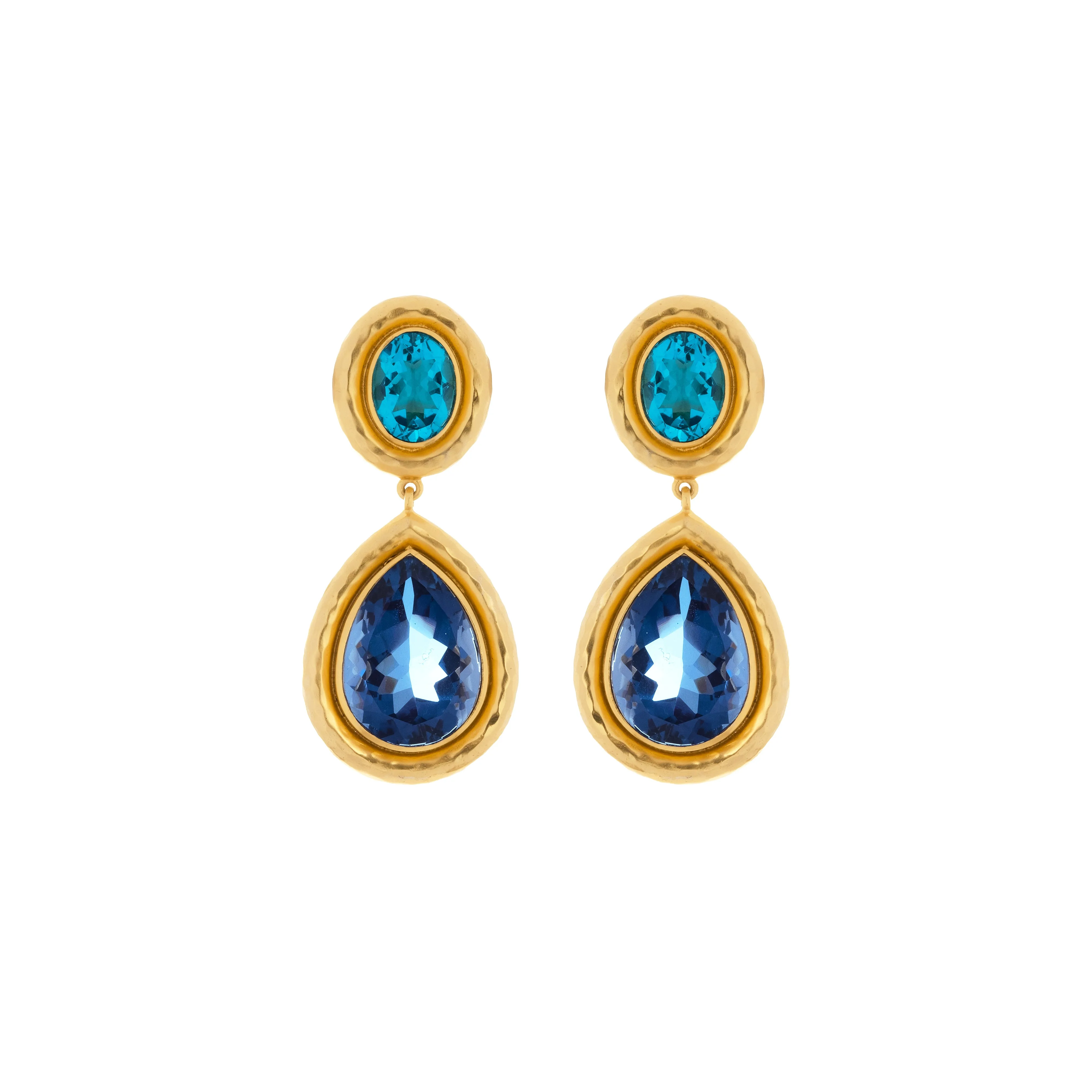 Santorini Earrings Topaz Quartz & Sapphire Quartz