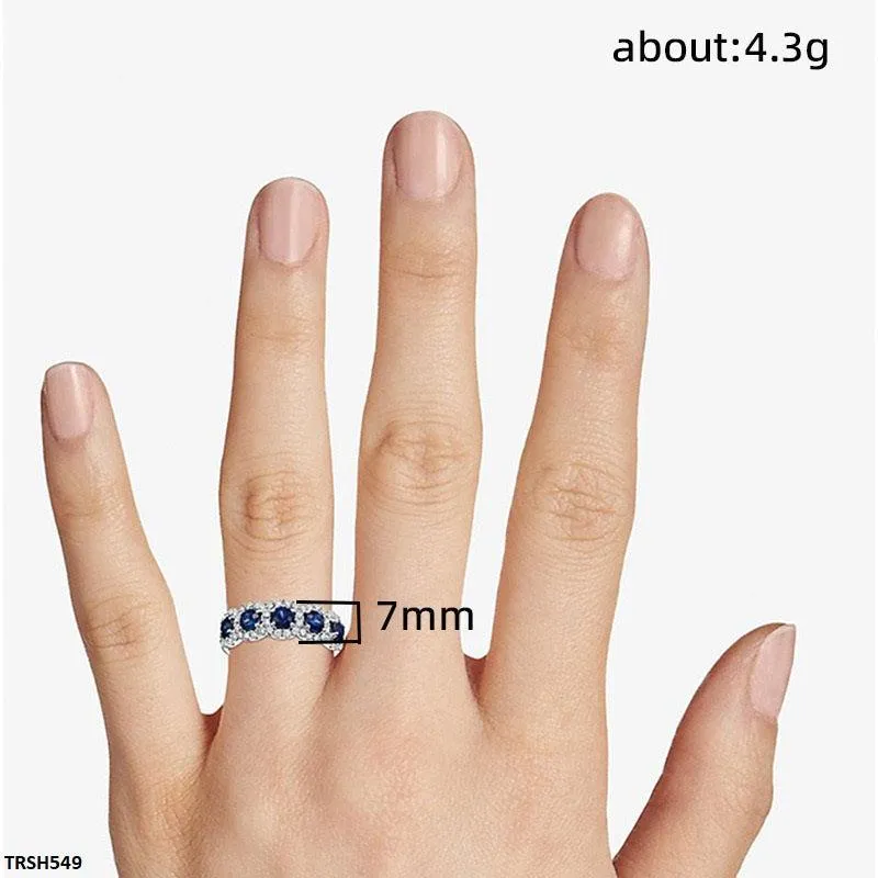 Sapphire Band Zircon Ring