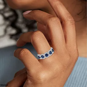 Sapphire Band Zircon Ring