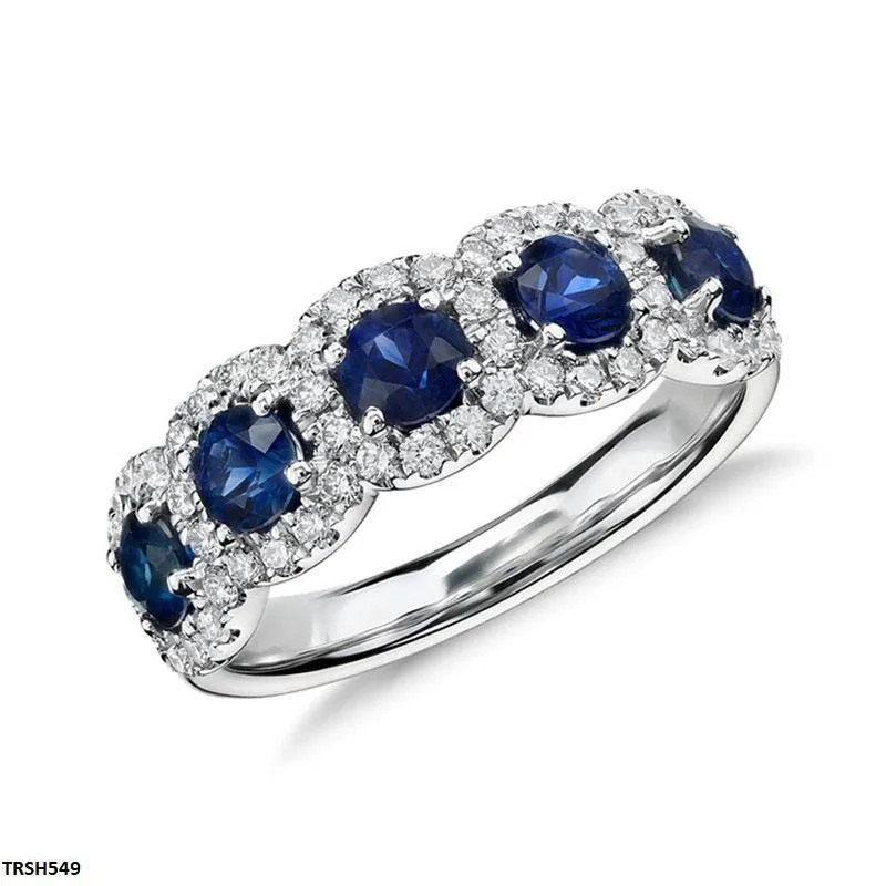 Sapphire Band Zircon Ring