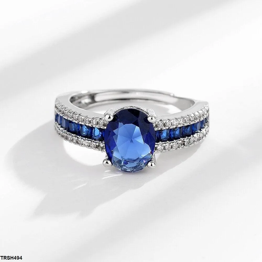 Sapphire Oval/Square Layered Ring