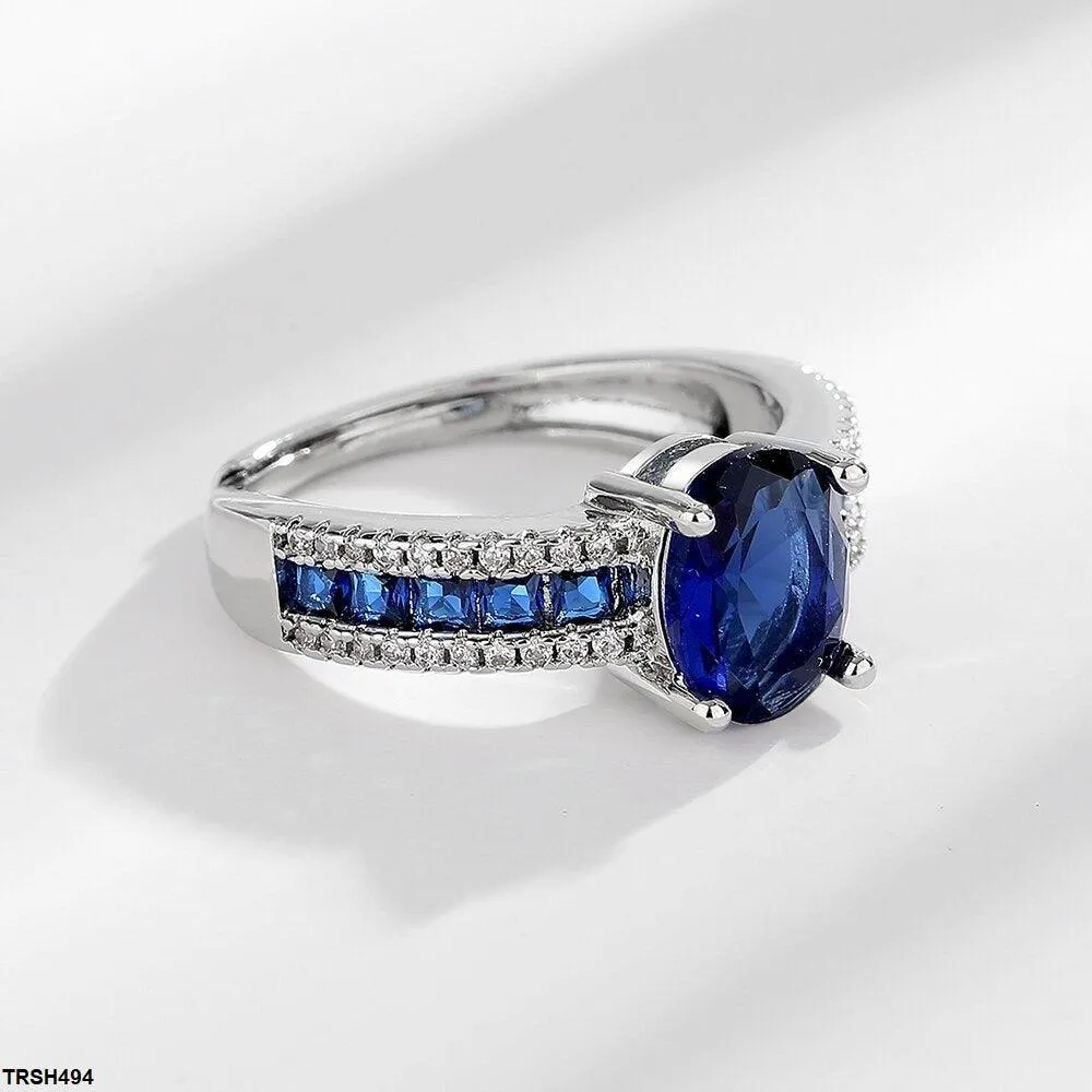Sapphire Oval/Square Layered Ring