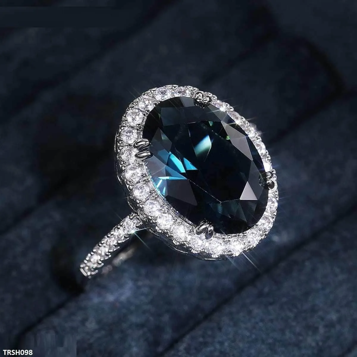 Sapphire Zircon Oval Ring