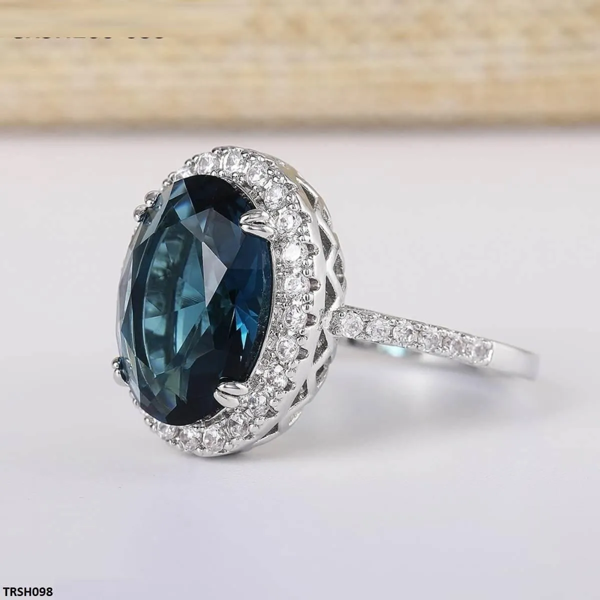 Sapphire Zircon Oval Ring