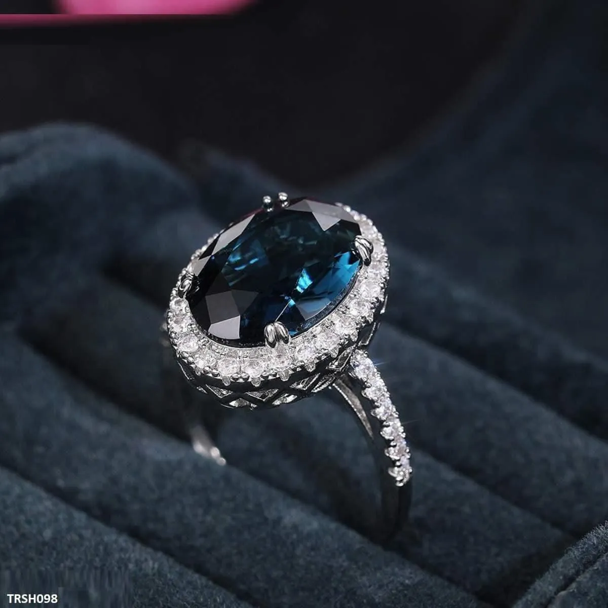 Sapphire Zircon Oval Ring