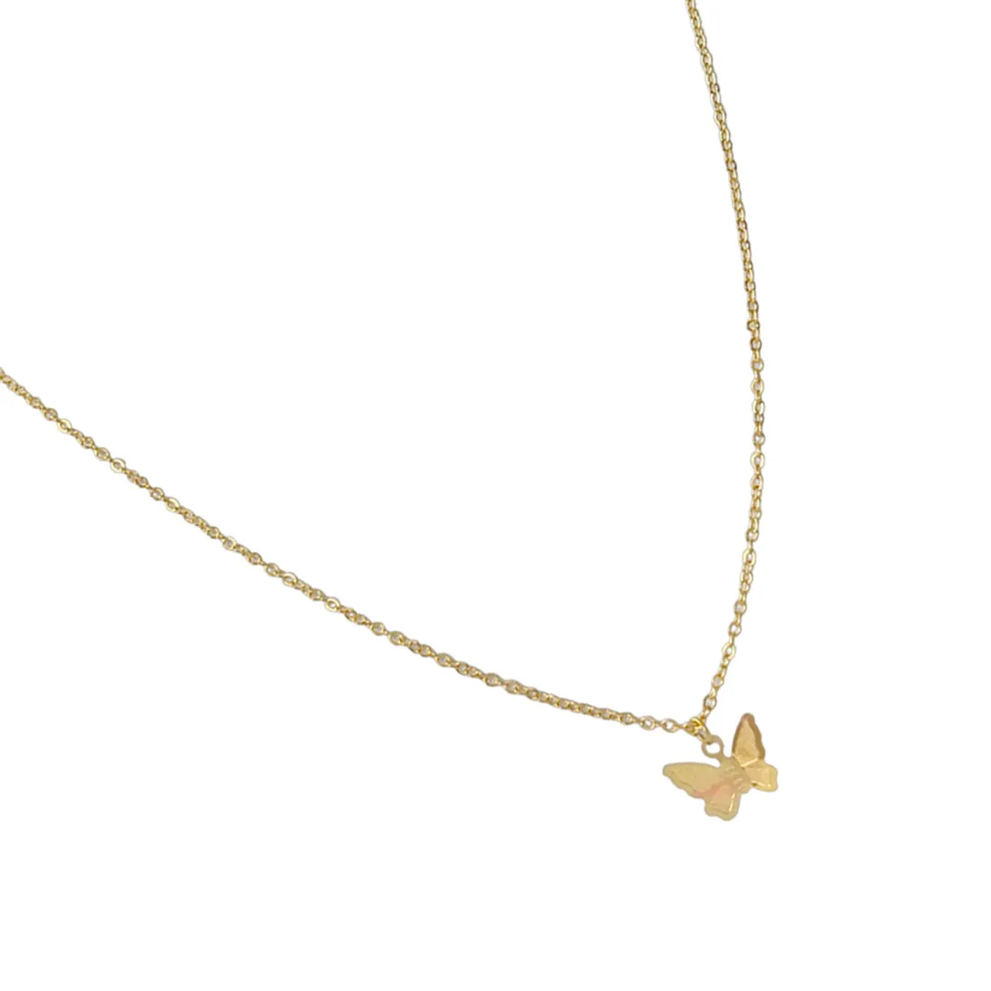 Set of 2 Butterfly Pendant Gold-Toned Necklace & Bracelet