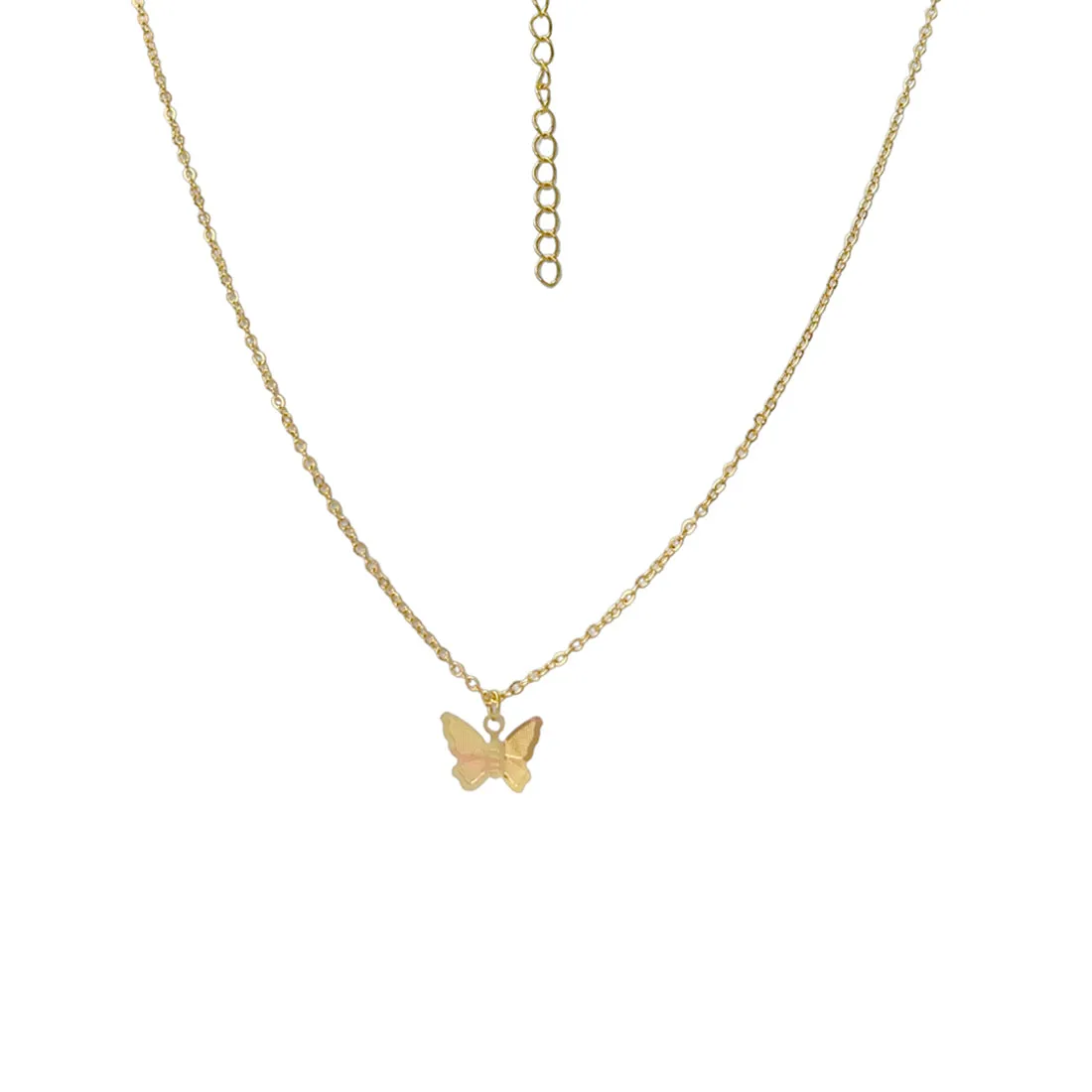 Set of 2 Butterfly Pendant Gold-Toned Necklace & Bracelet
