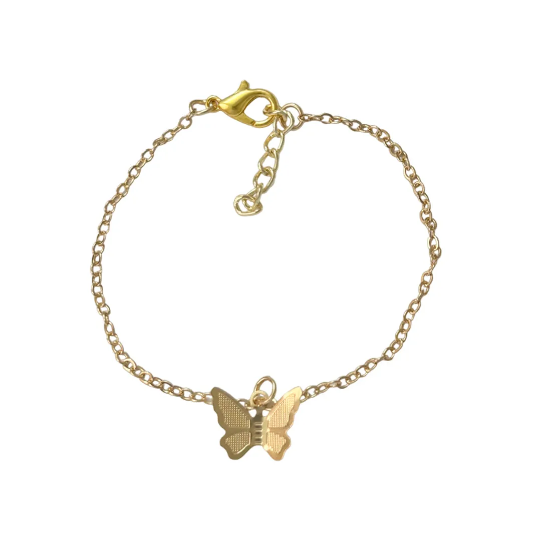 Set of 2 Butterfly Pendant Gold-Toned Necklace & Bracelet