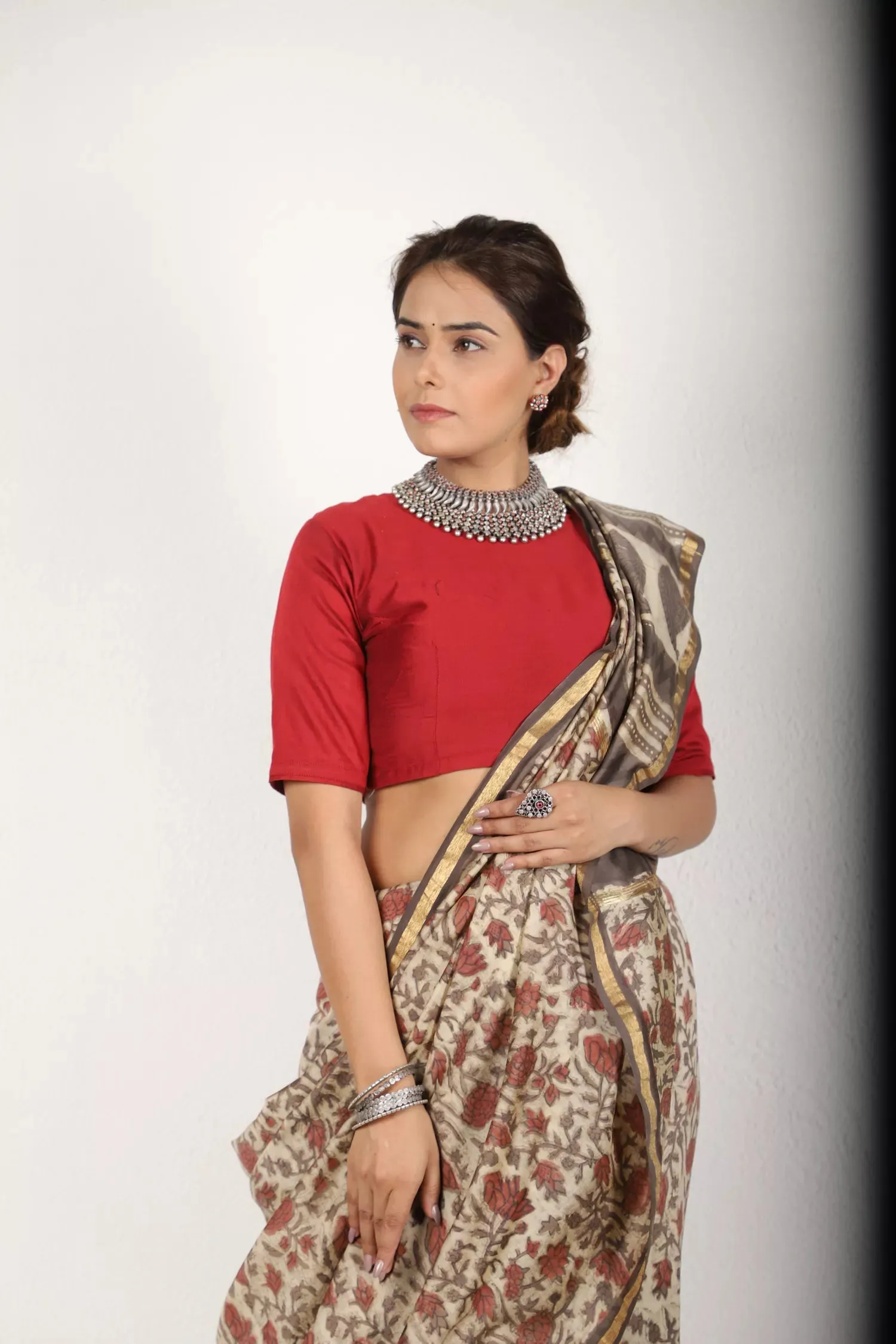 Shades Of Earthy Brown-Rust Saree