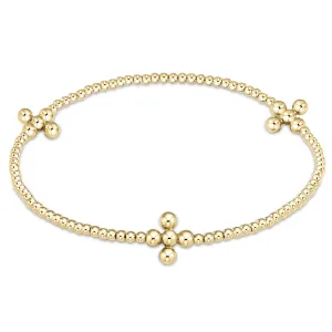 Signature Cross Gold Pattern 2Mm Bead Bracelet - Classic Beaded Signature Cross Gold - 3Mm Bead Gold Bscgp2Clscg3
