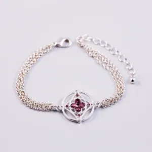 Silver & Antique Pink Greek Cross Bracelet